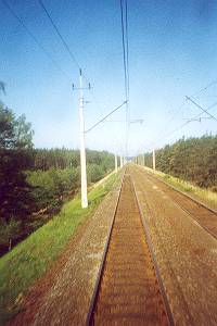 Het Poolse landschap glijdt weg achter de trein